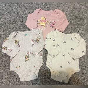Disney Winnie the Pooh Long Sleeve Bodysuits 3-Pack - 3-6M